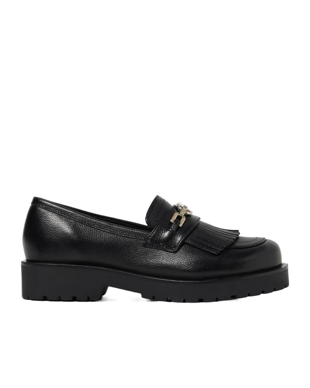 Twinset Black Logo-Chain Slip-On Tassel Loafers