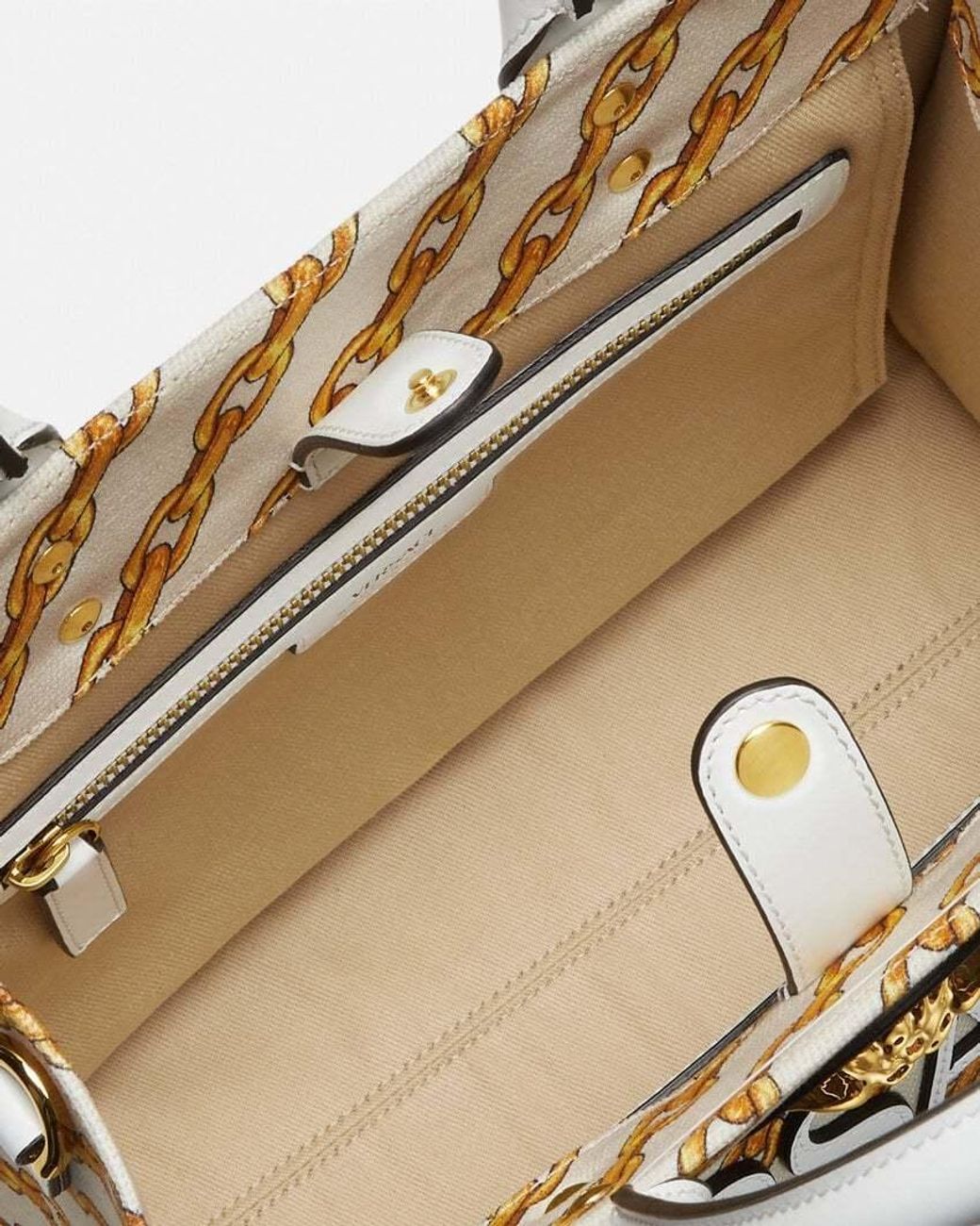 Versace Metallic Logo-Printed Top Handle Bag