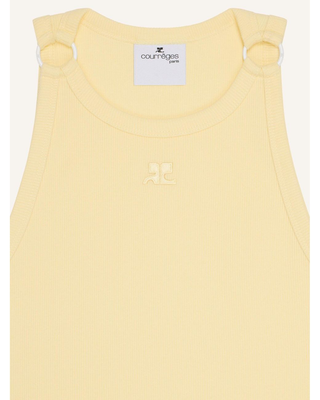 Courreges Yellow Buckle-Detail Ribbed Tank Top