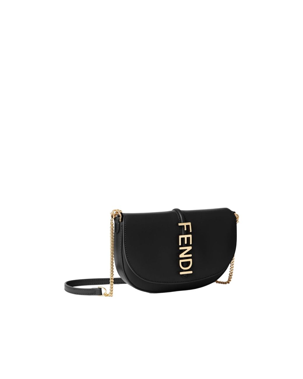 Fendi White Graphy Logo Lettering Chain-Linked Wallet