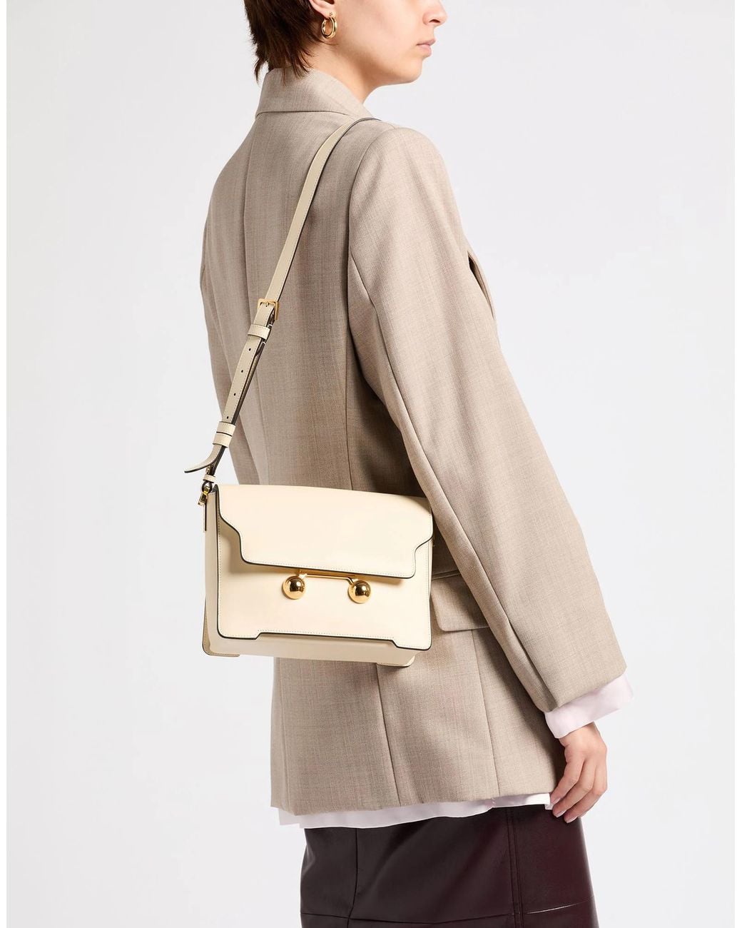 Marni Natural Medium-Sized Solid-Color Leather Bag