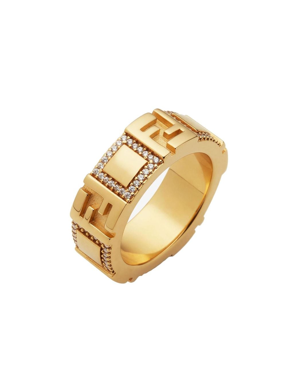 Fendi Metallic Forever Embellished Ring
