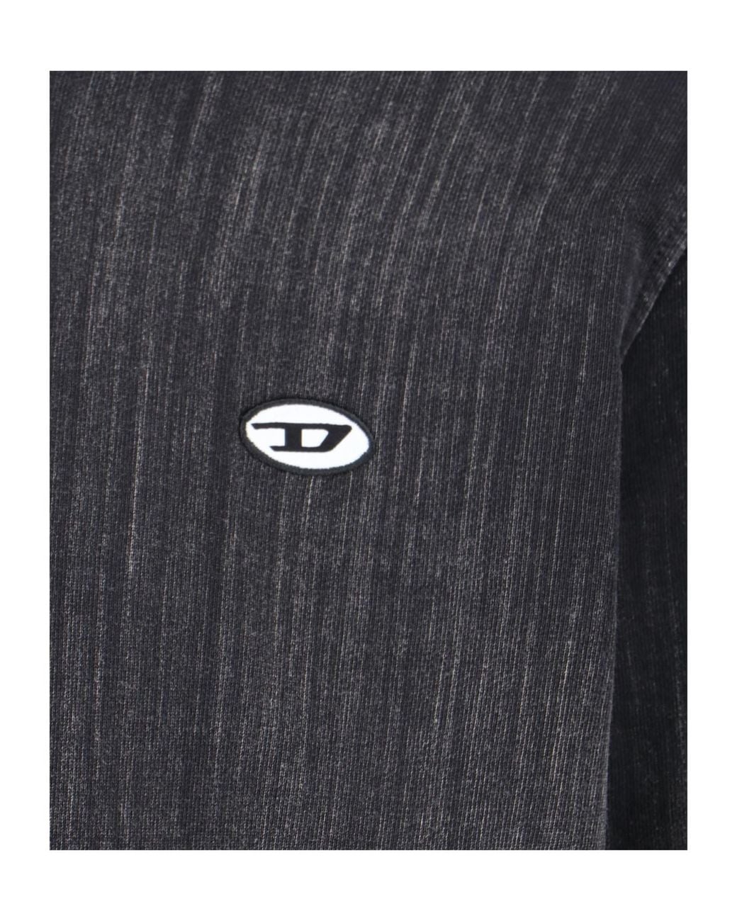 DIESEL Gray Logo Patch Drawstring Hoodie for men