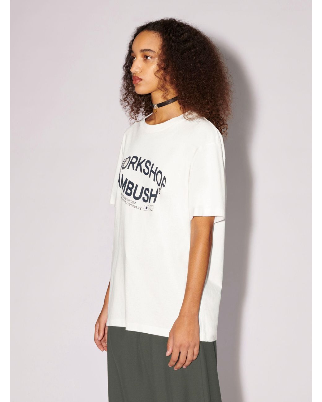 Ambush White Logo Printed Crewneck T-Shirt