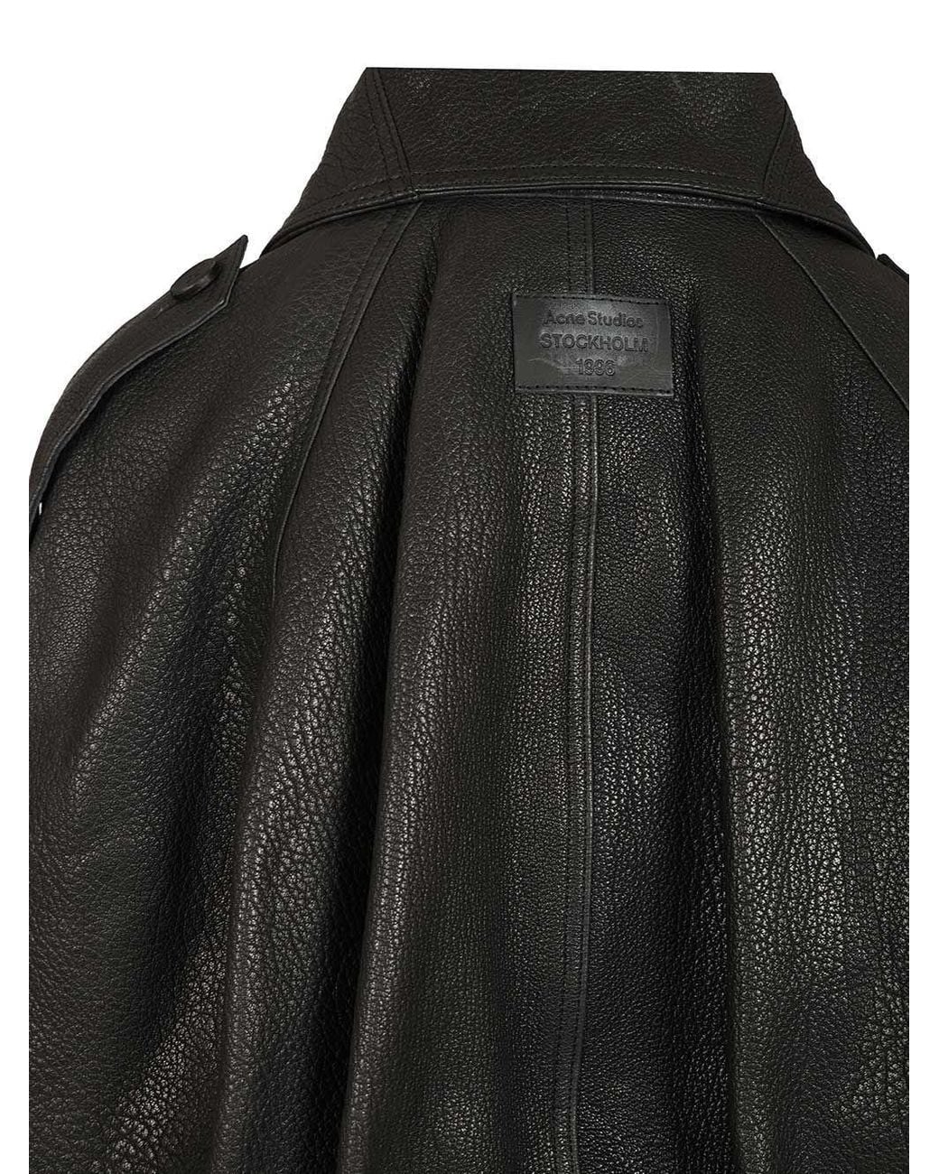 Acne Black Double Breasted Leather Jacket