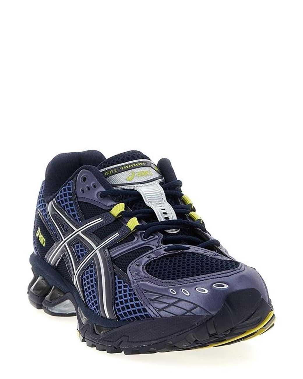 Asics Blue Metallic Rubber-Trimmed Mesh Sneakers