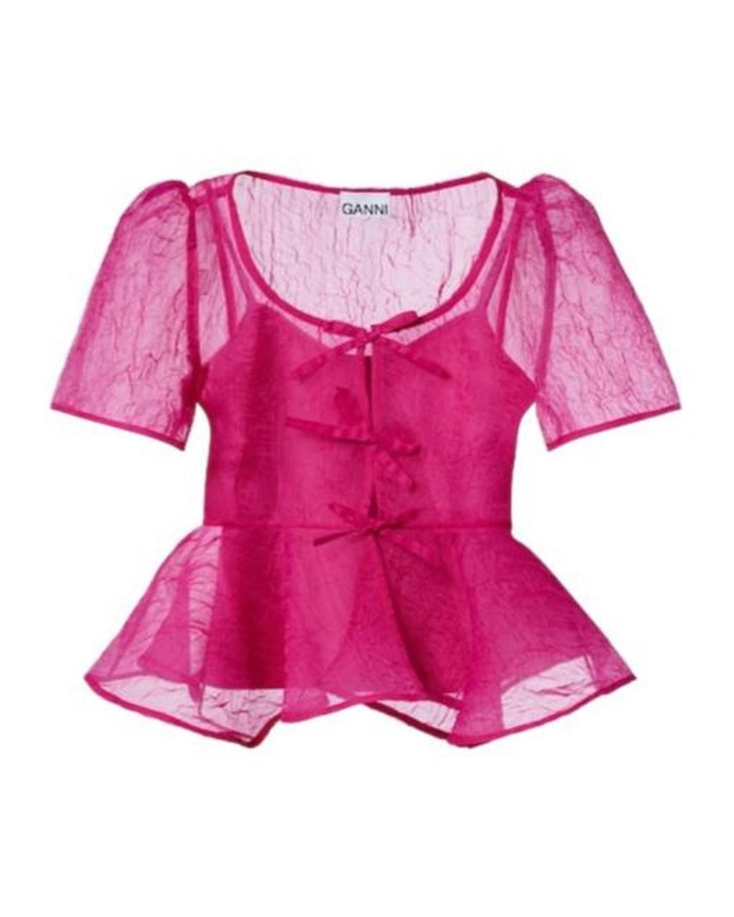 Ganni Pink Short-Sleeved Top