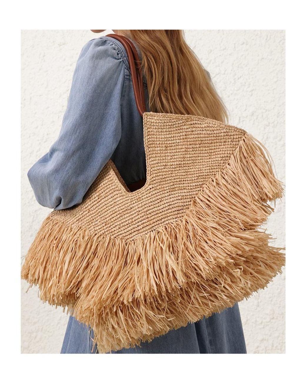 Zimmermann Natural Goldentime Medium Fringed Tote Bag