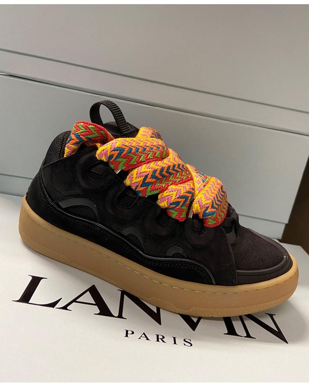Lanvin Black Curb Lace-Up Sneakers
