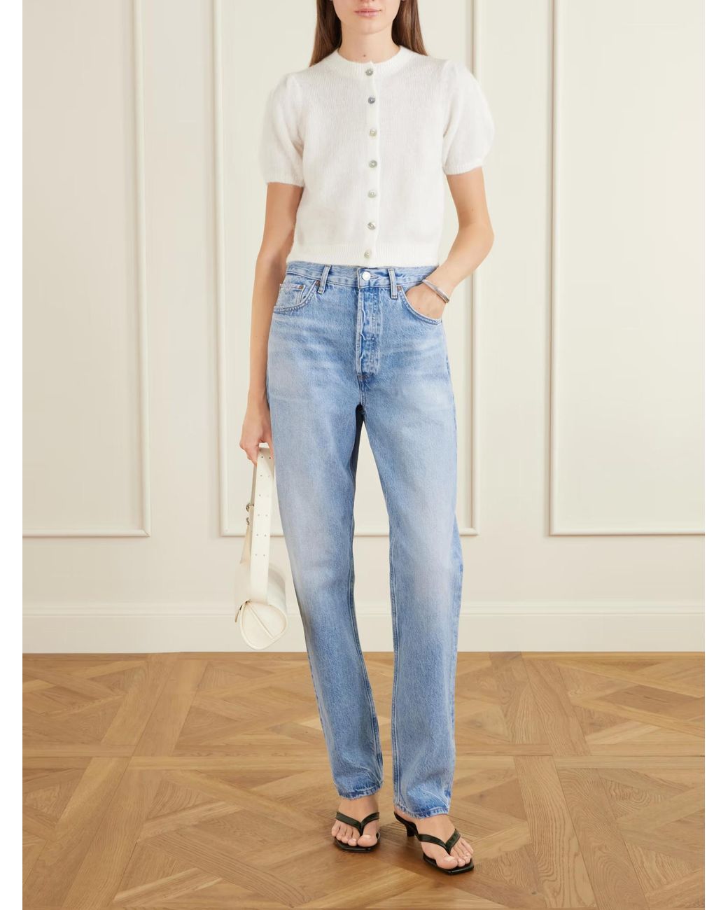 Doen White Anisa Wool-Blend Cardigan