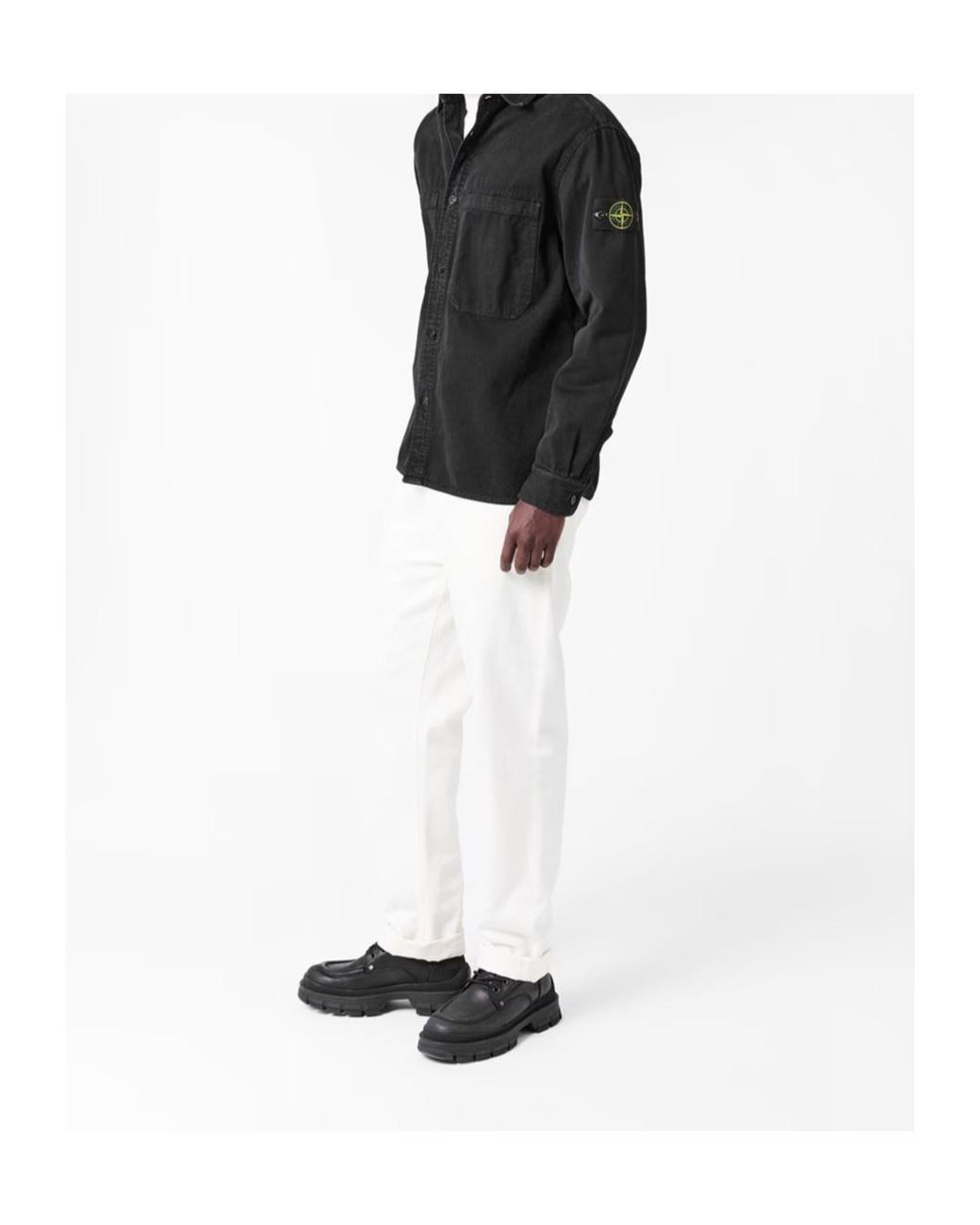 Stone Island Black Button Overshirt for men