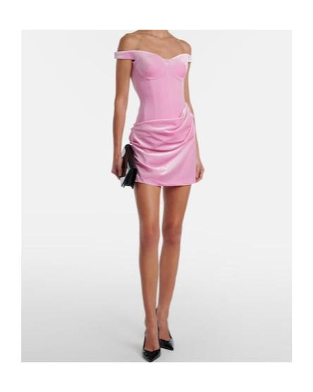 Alex Perry Pink Draped Velvet Bustier Dress