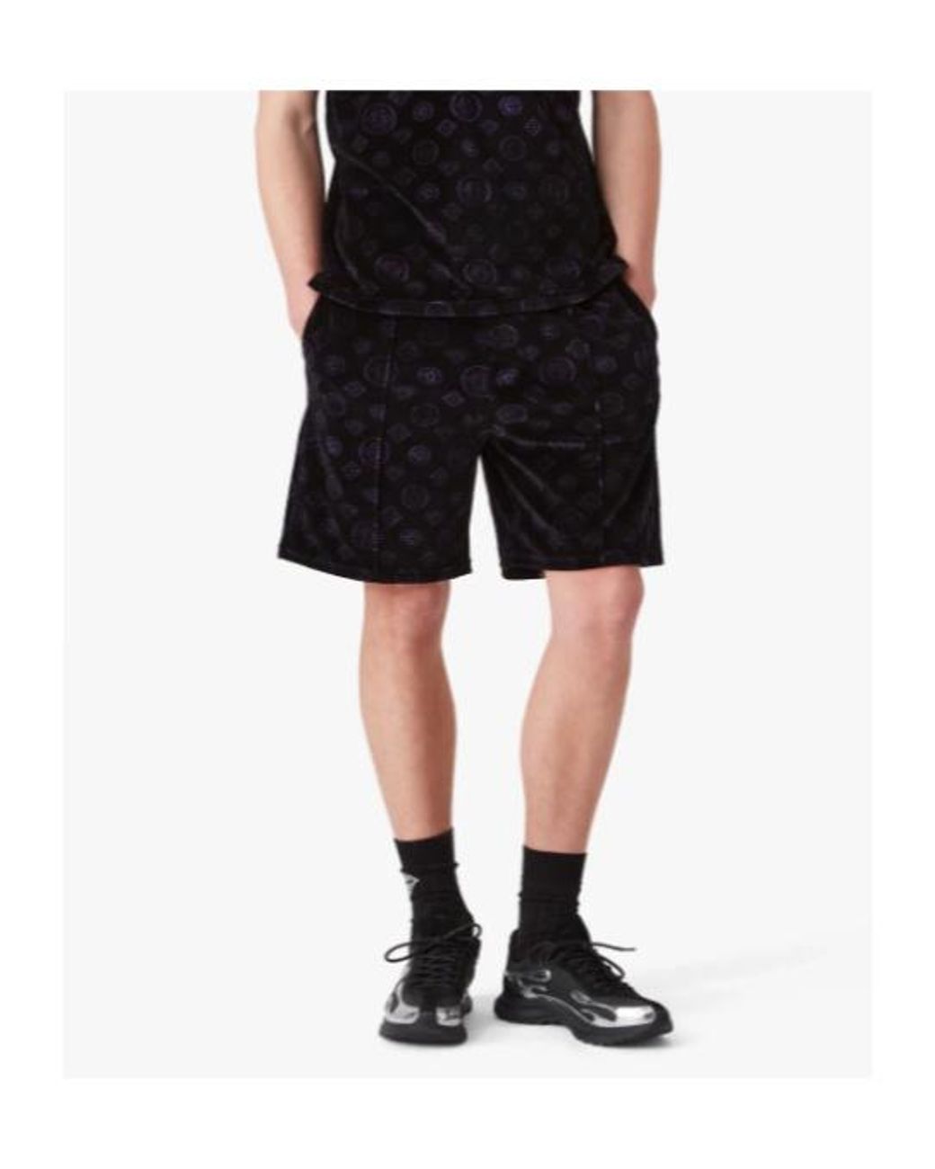 Casablanca Black Monogram-Pattern Shorts for men