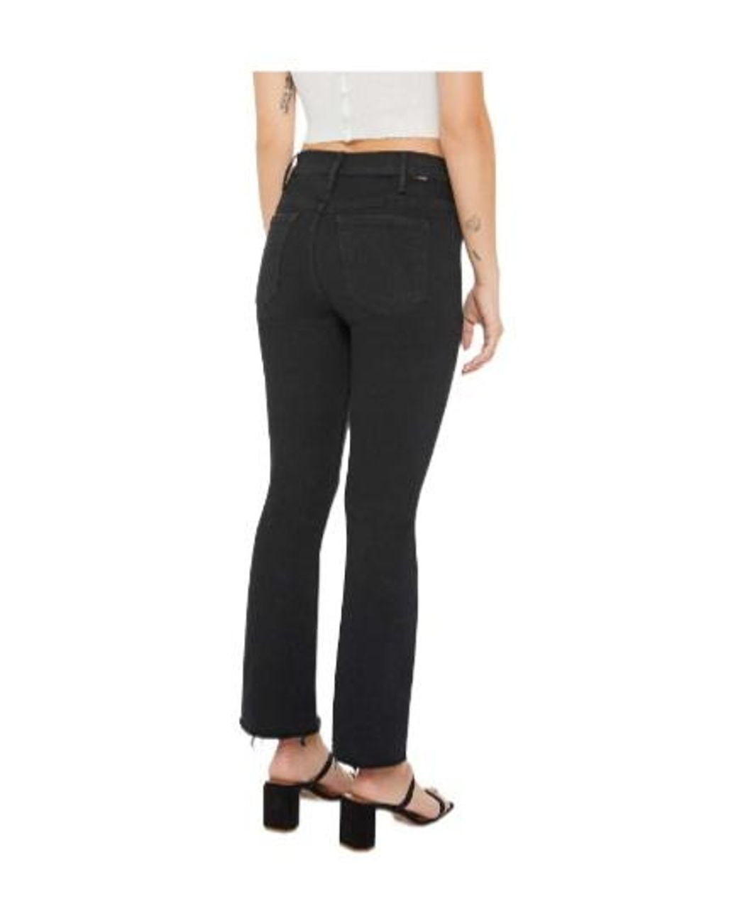 Mother Black Petites The Lil Hustler Ankle Fray Pants