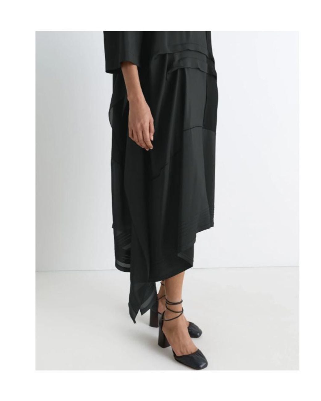 Lemaire Black Asymmetrical Pleated Blouse Dress