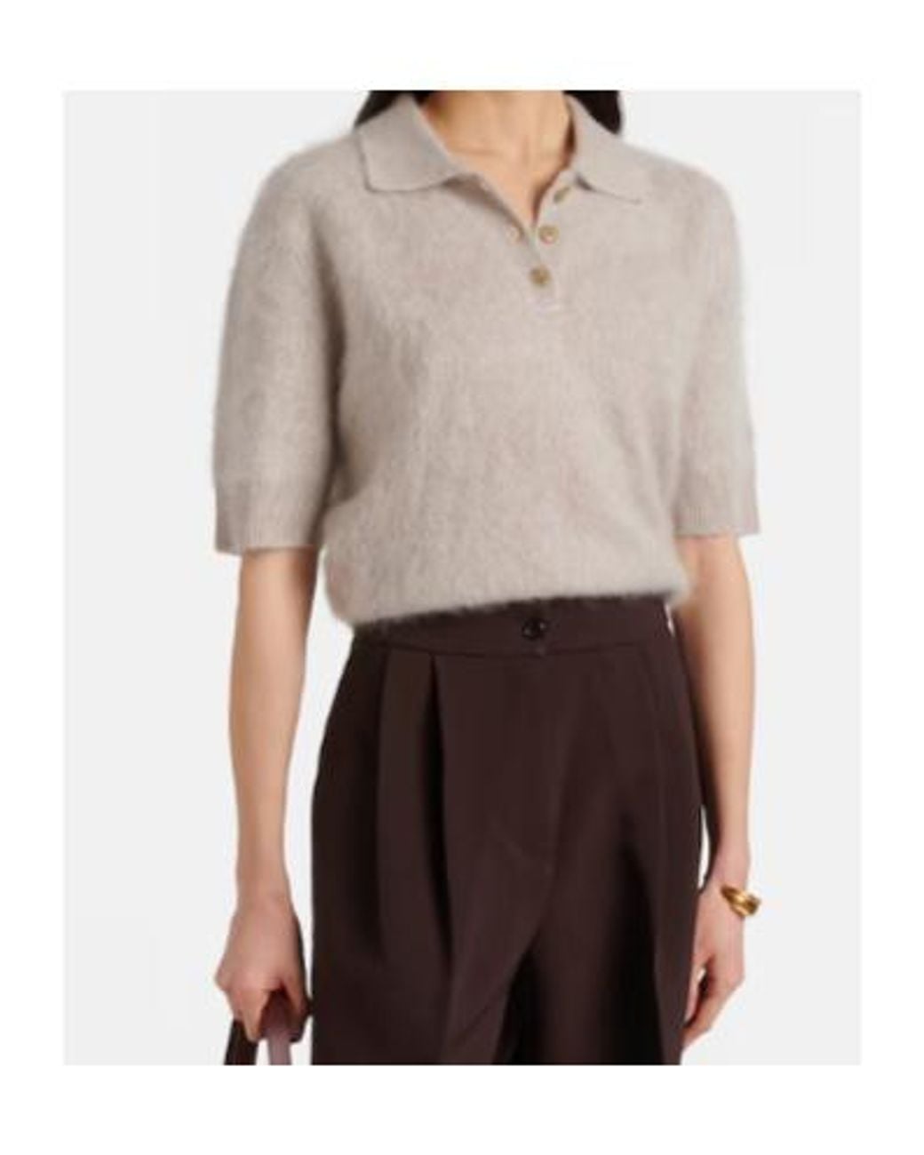 Lisa Yang White Carolyn Cashmere Polo Sweater