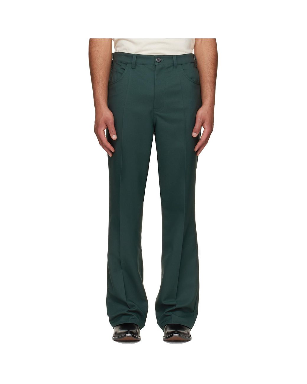 Marni Blue Pleated Straight Leg Pants for men
