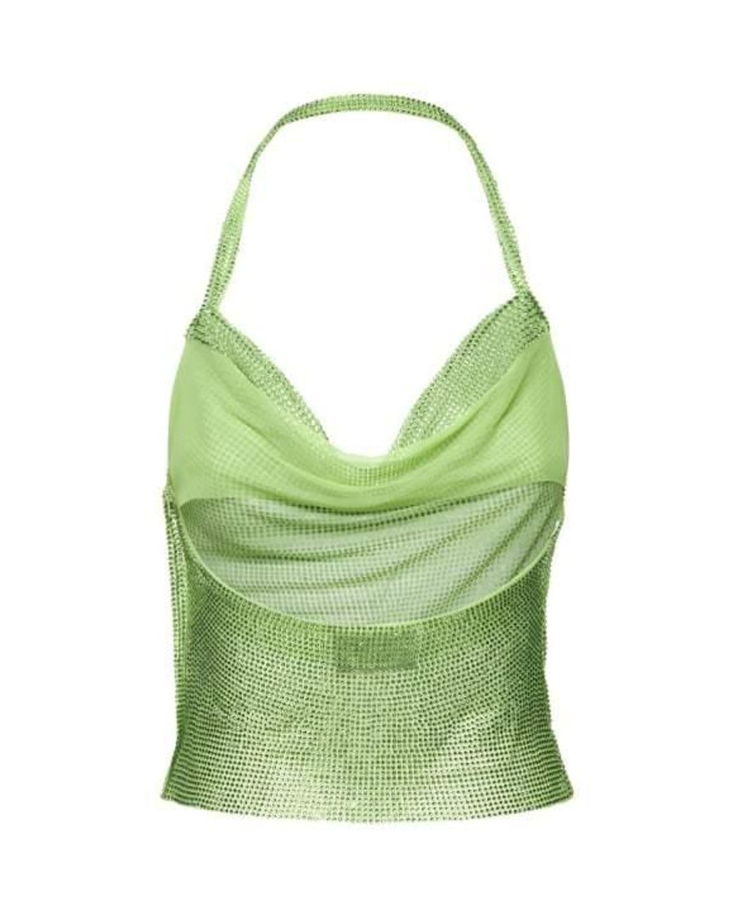 GIUSEPPE DI MORABITO Green Embellished Net Halter Top