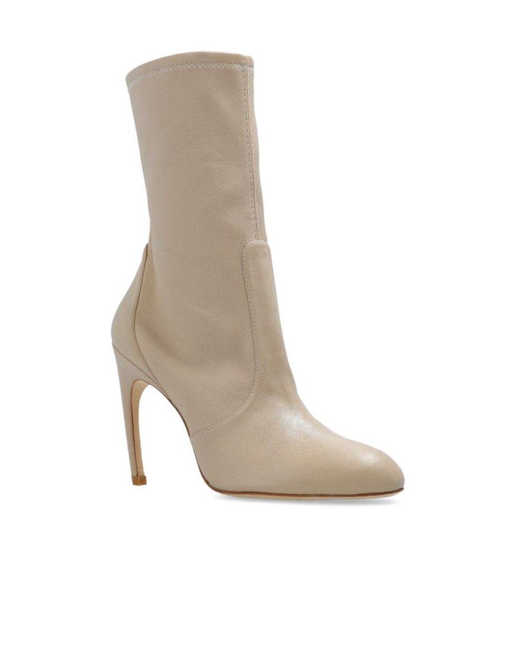 Stuart Weitzman White Luxecurve Almond-Toe Boots