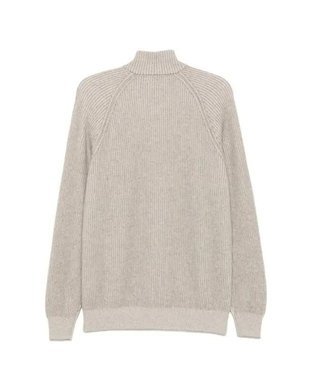 Brunello Cucinelli White Ribbed-Knit Cashmere Cardigan for men