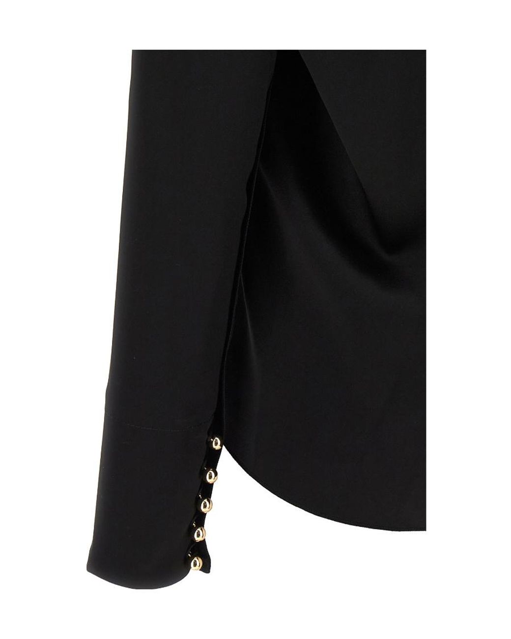 Lanvin Black Eyelet Detailed Draped Top