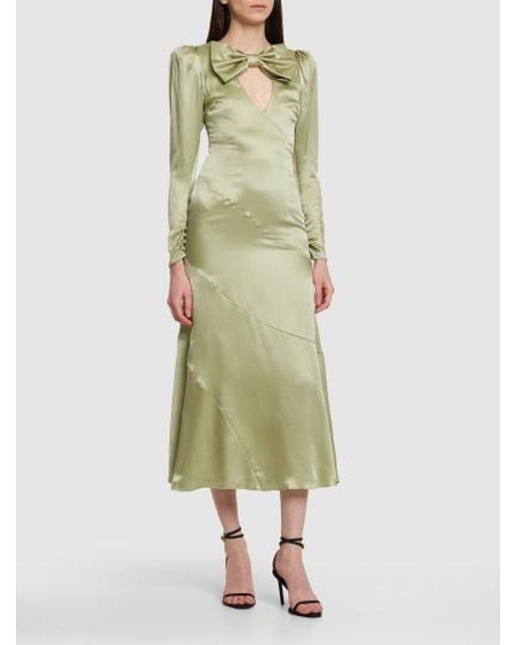 Alessandra Rich Green Bow Long-Sleeved Dress