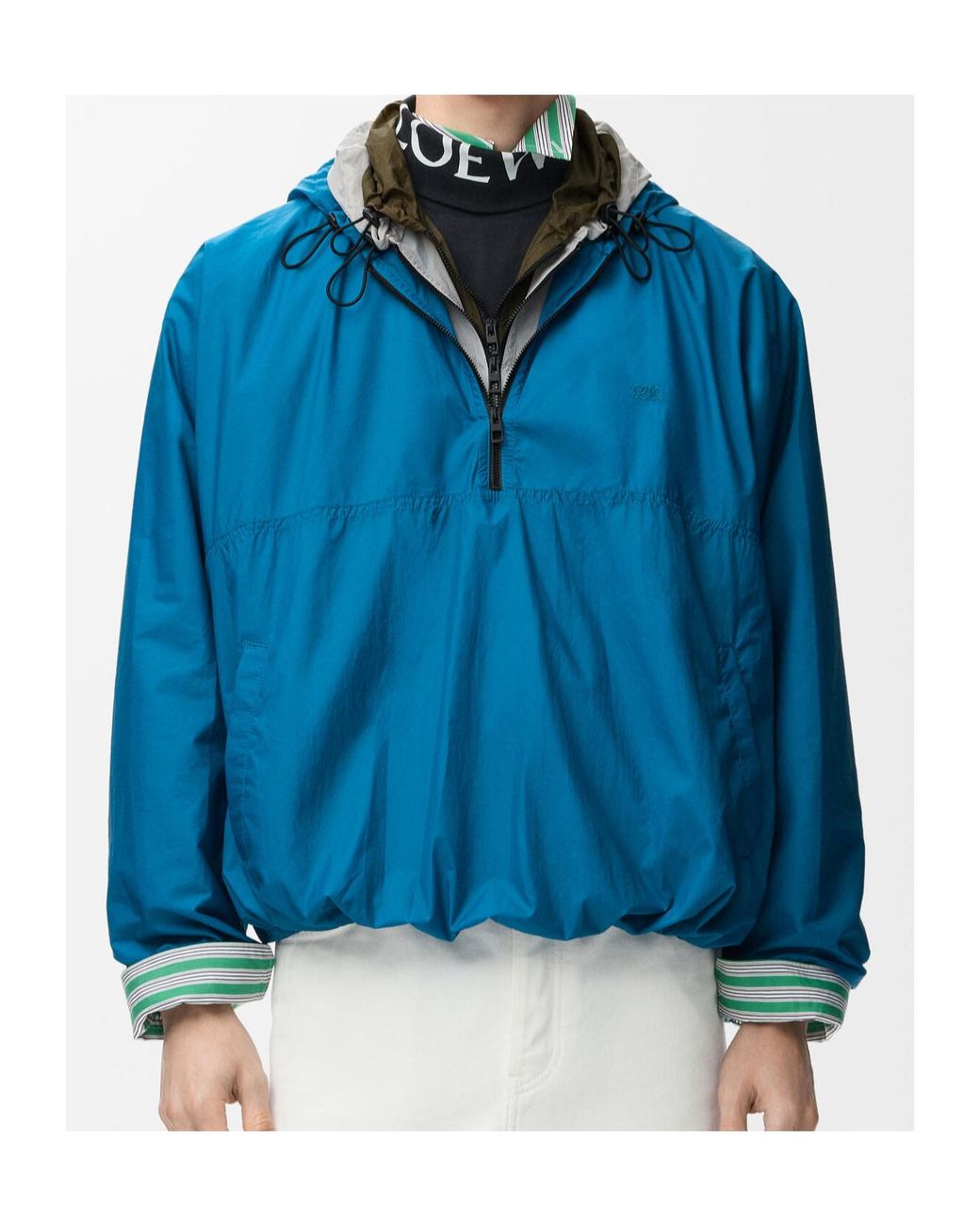 Loewe Blue Anorak Jacket With Mini Logo And Technical Shell for men