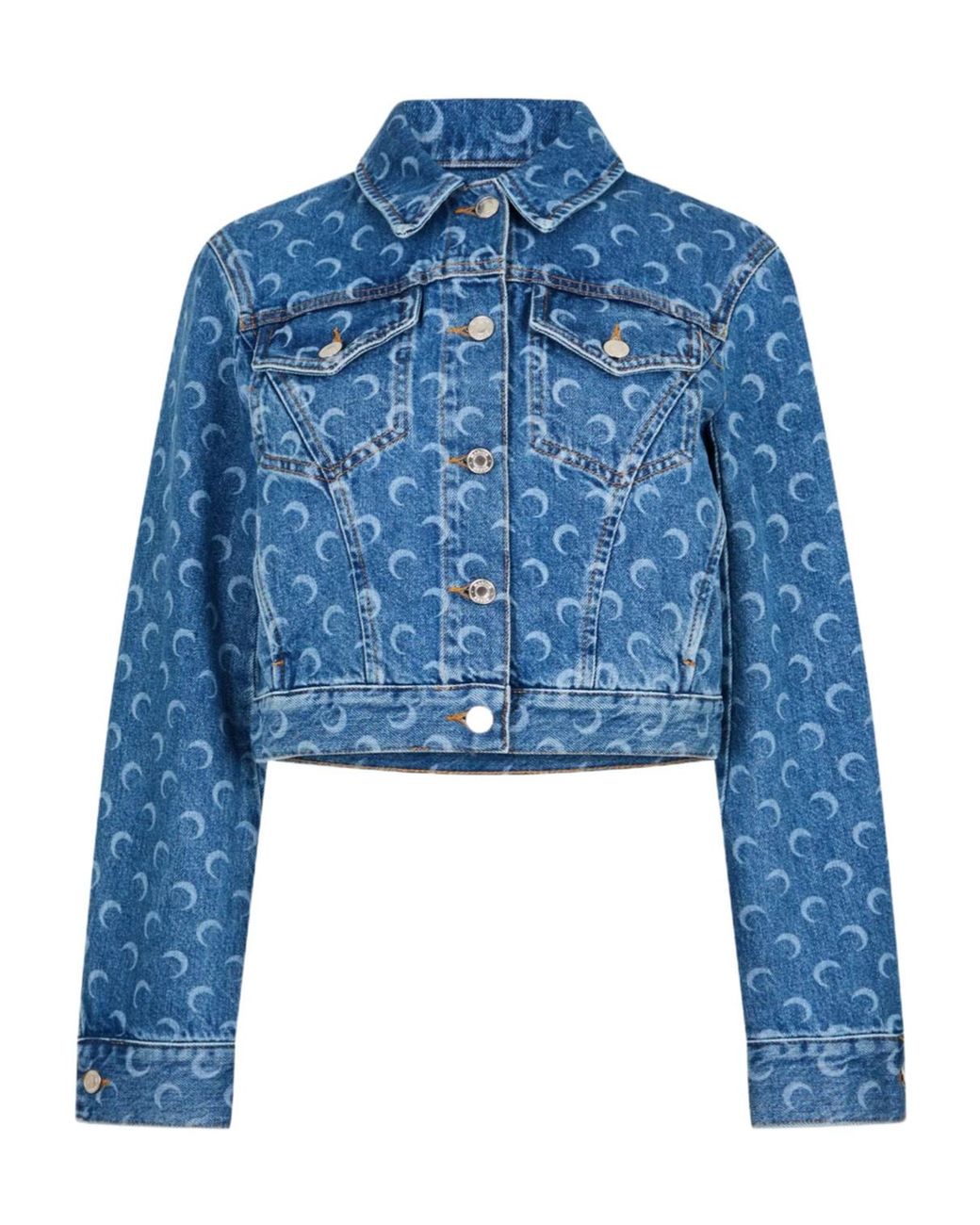 MARINE SERRE Blue Moon Pattern Button Denim Jacket