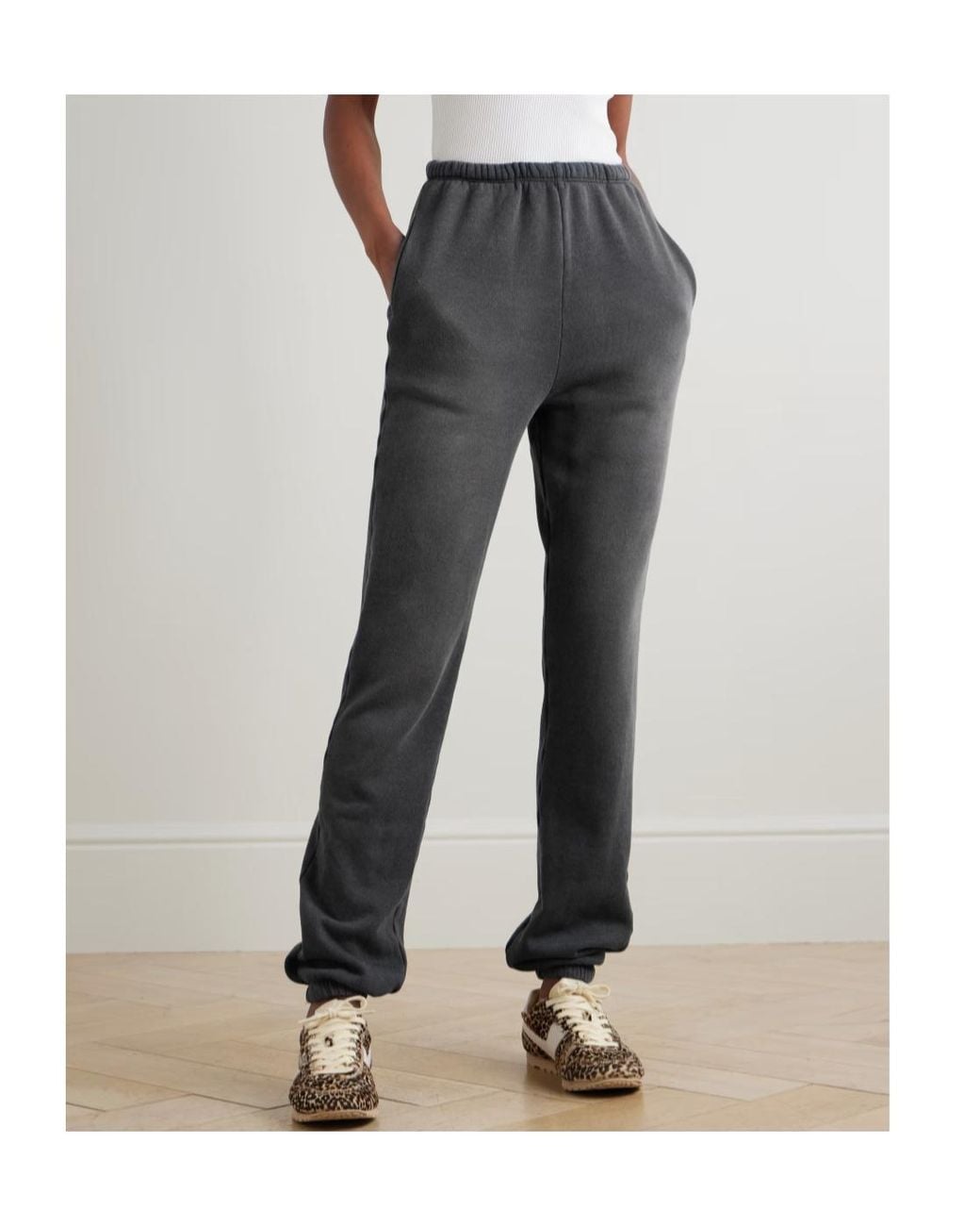Re/done Gray Hanes 80S Cotton-Blend Jersey Track Pants