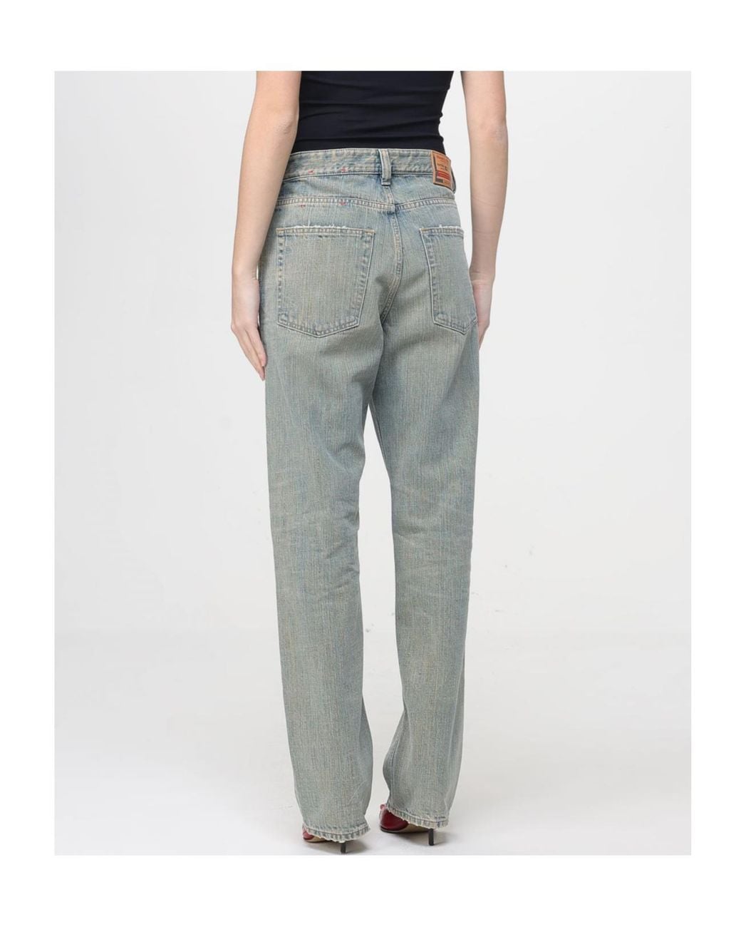 DIESEL Gray Faded-Effect Logo Patch Jeans