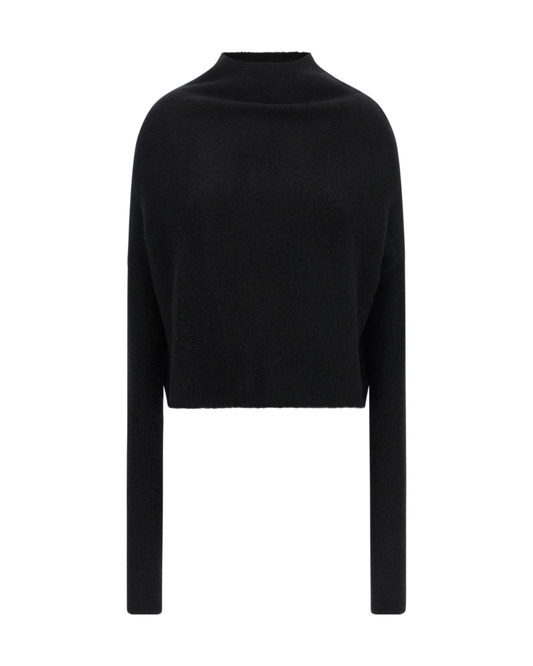Rick Owens Black Tower Ls Crater High-Neck Sweater