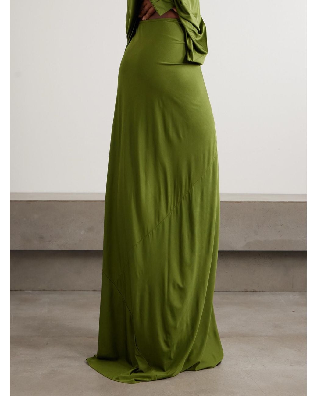 Dries Van Noten Green Pleated Knit Long Dress