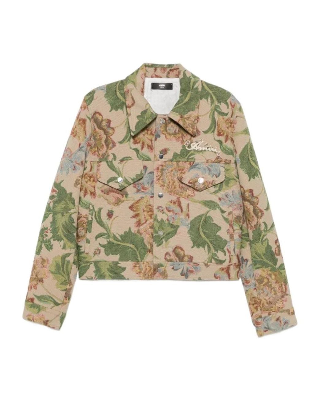 Amiri Green Floral-Tapestry Logo-Embroidered Jacket for men