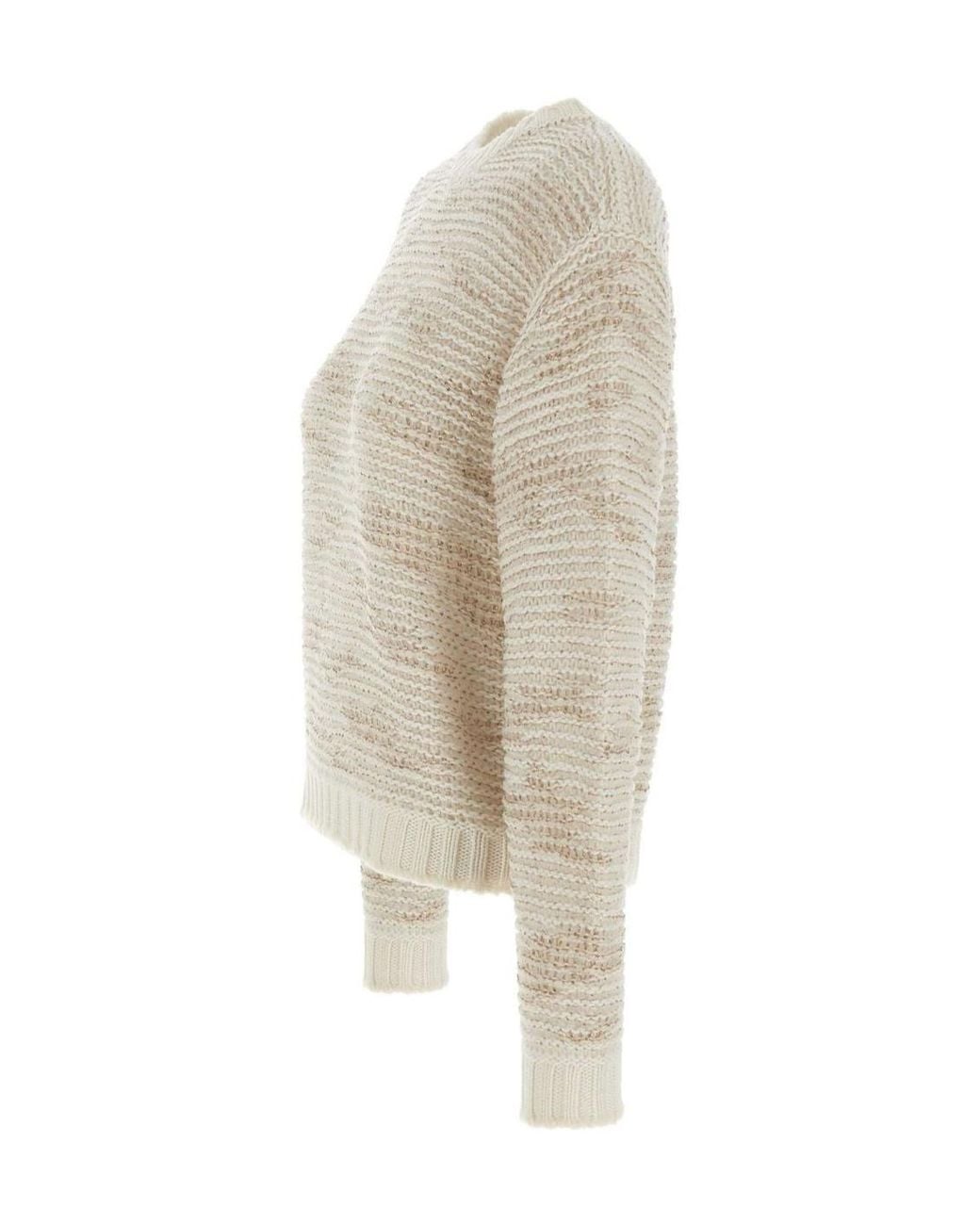 Fabiana Filippi Natural Sequined Cable Knit Sweater