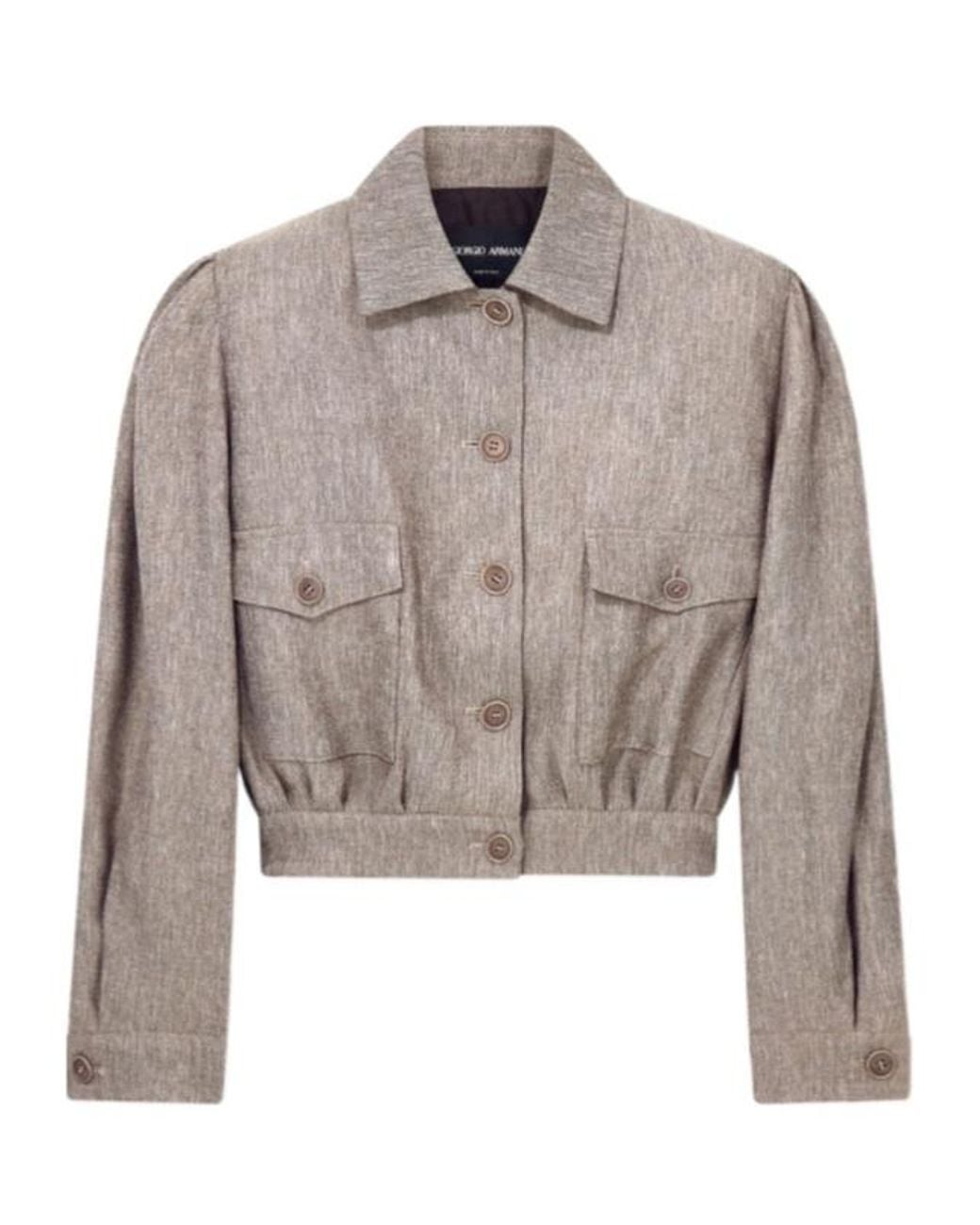 Giorgio Armani Gray Cropped Twill Caban Coat