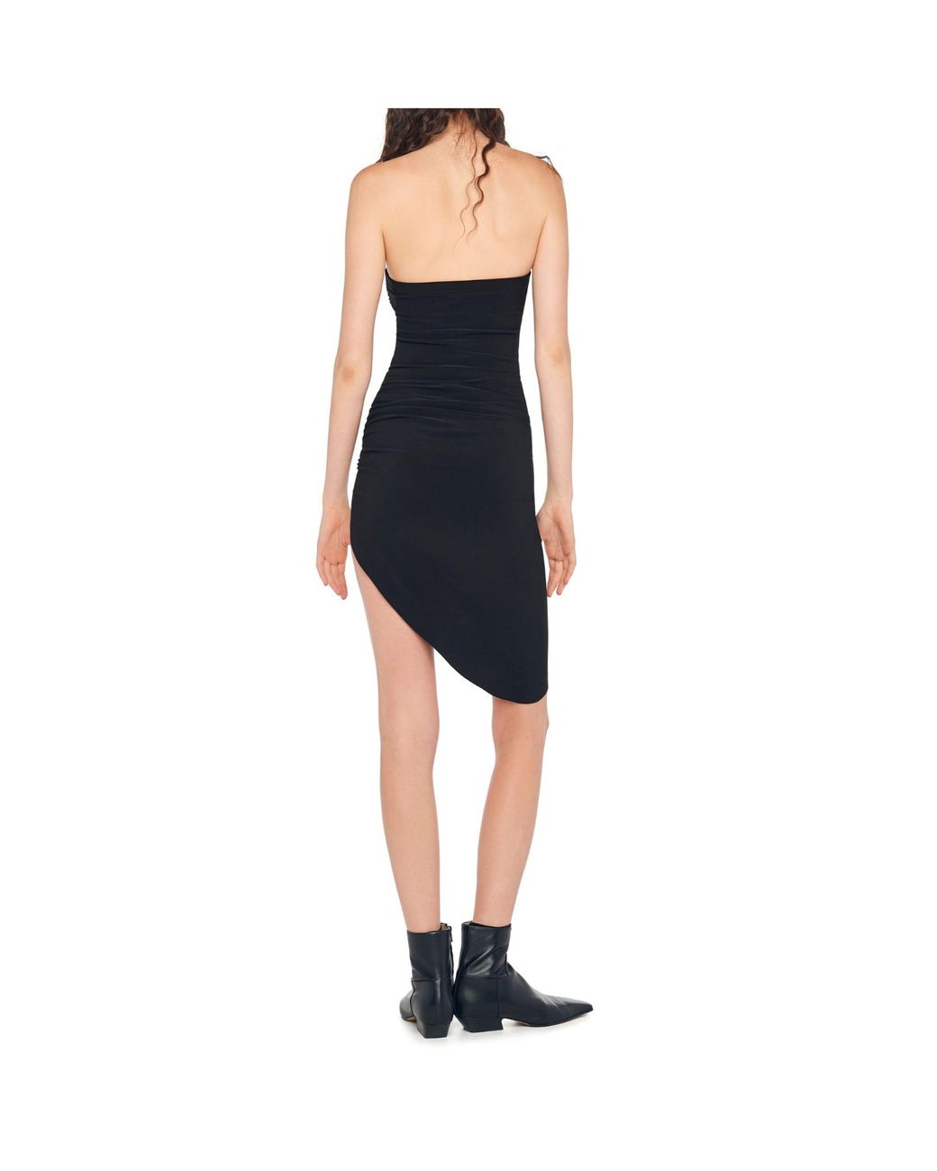 Norma Kamali Black Strapless Side-Slit Dress