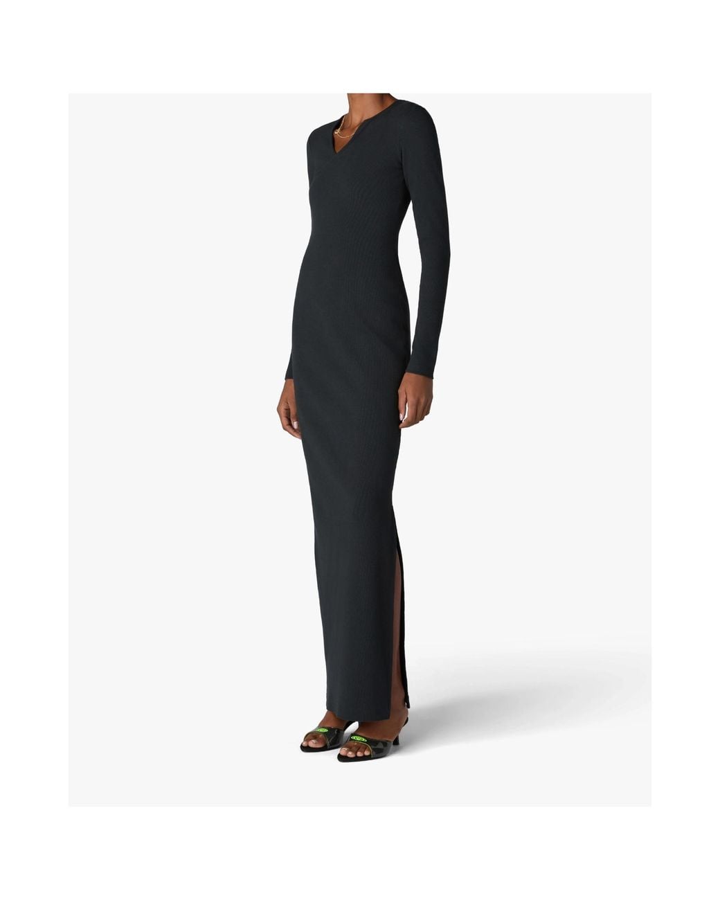 Casablanca Black Ribbed Jewellery Maxi Dress