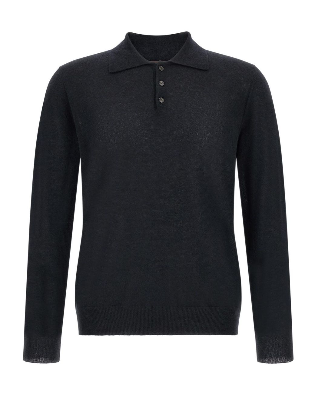 Zanone Blue Long-Sleeve Cashmere Polo Shirt for men