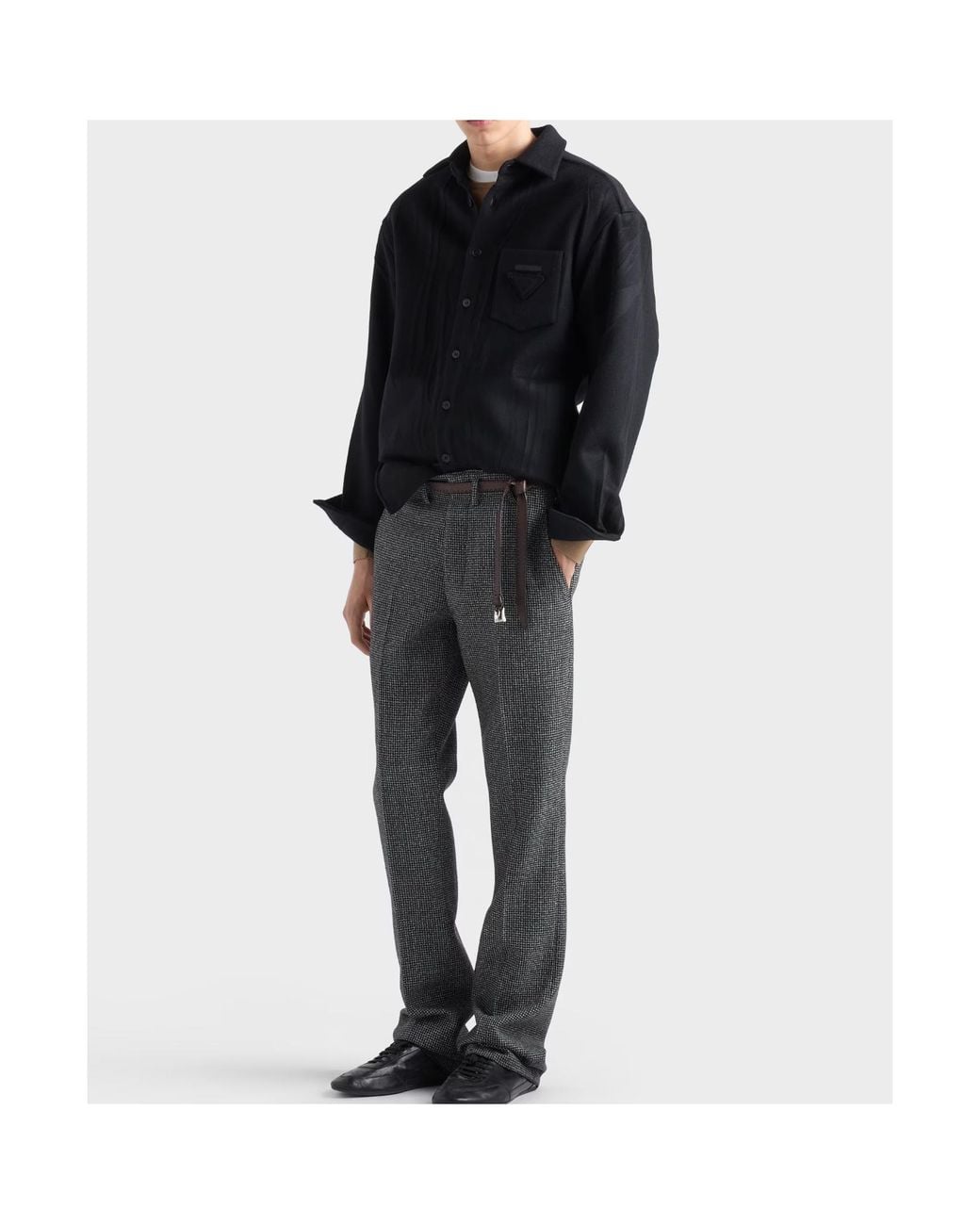 Prada Blue Wool And Cashmere Shirt for men