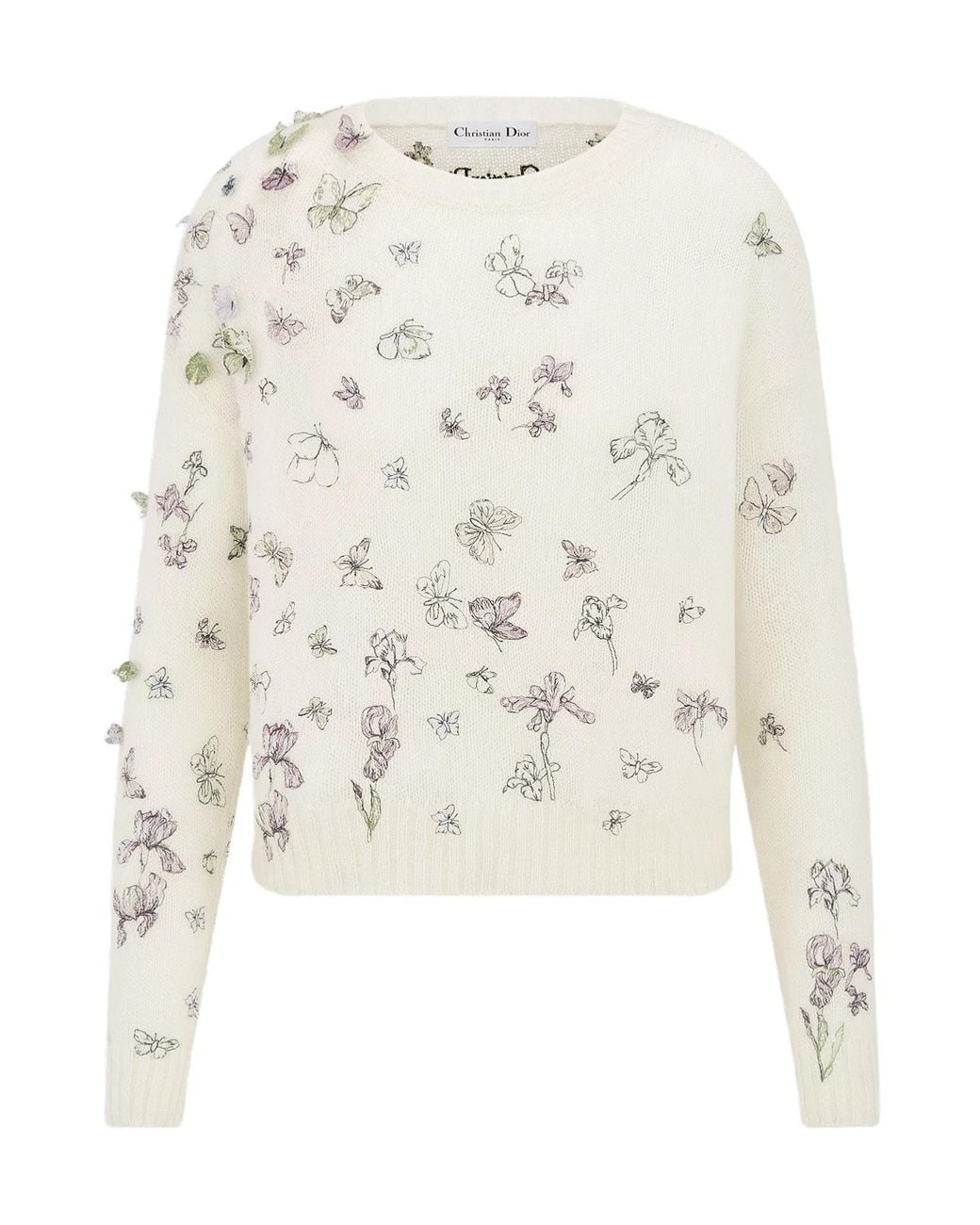 Dior White Embroidered Sweater
