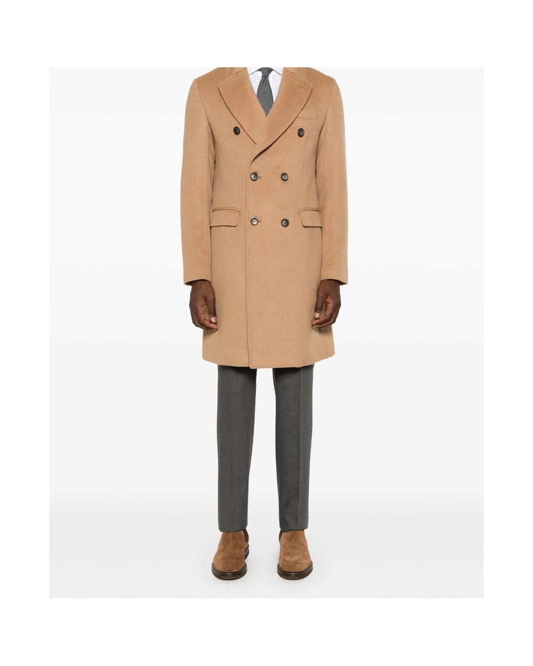Herno Natural Double-Breasted Tailored Coat for men