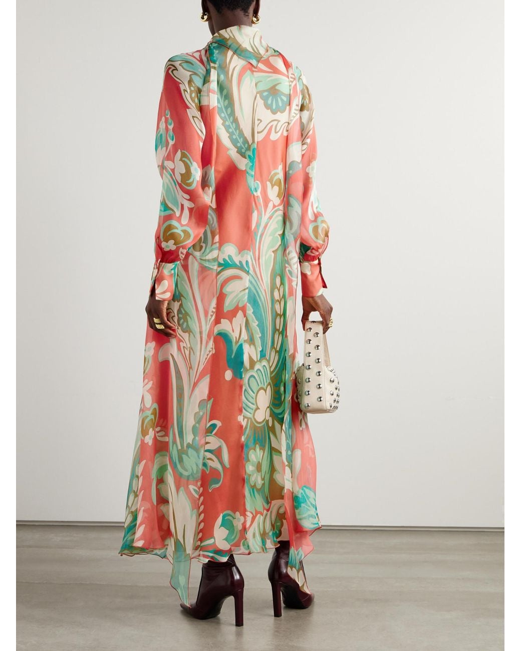 Etro Red Silk-Chiffon Maxi Dress