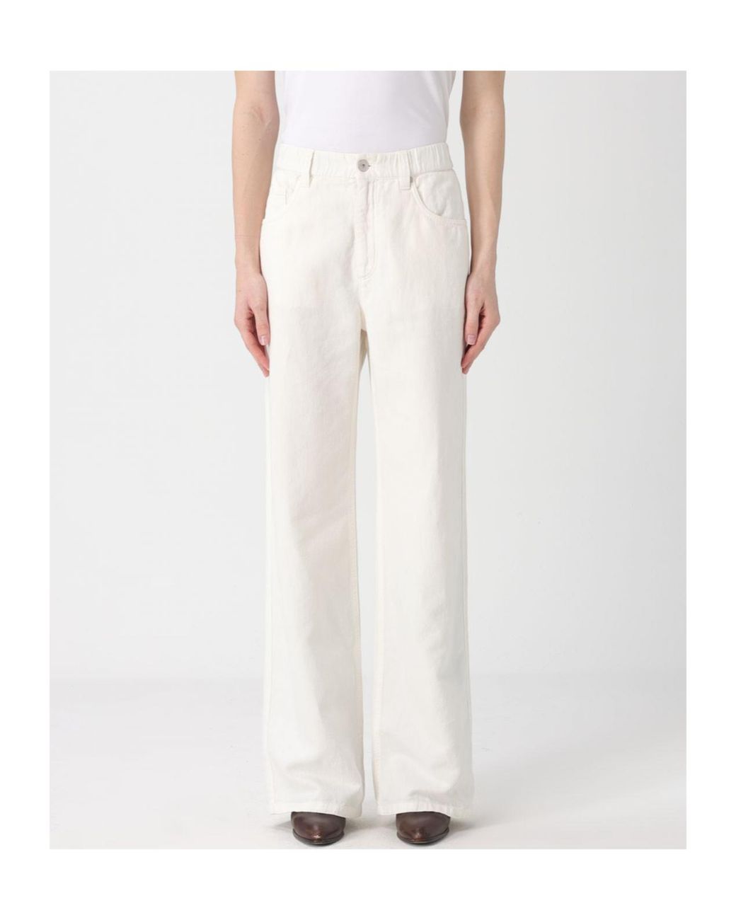 Brunello Cucinelli White Garment-Dyed Contemporary Trousers