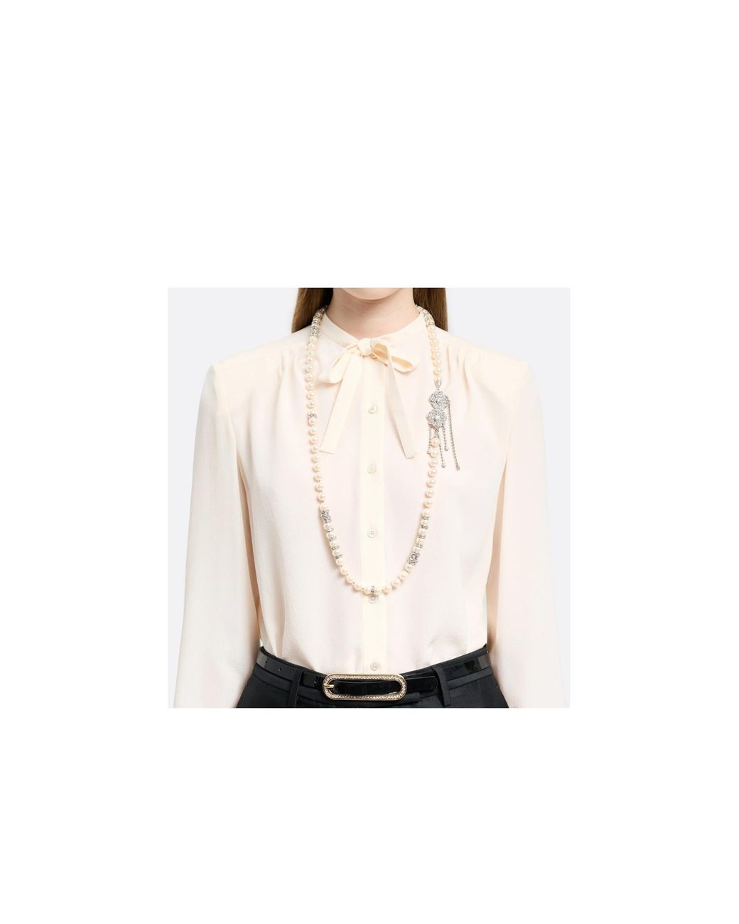 Alessandra Rich White Bijoux Crystal-Pearl Necklace