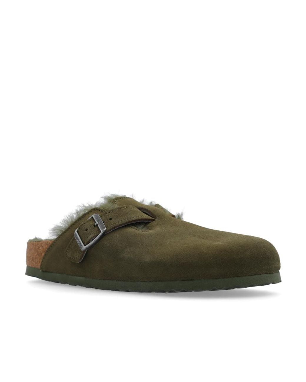 Birkenstock Green Boston Shearling Sandals