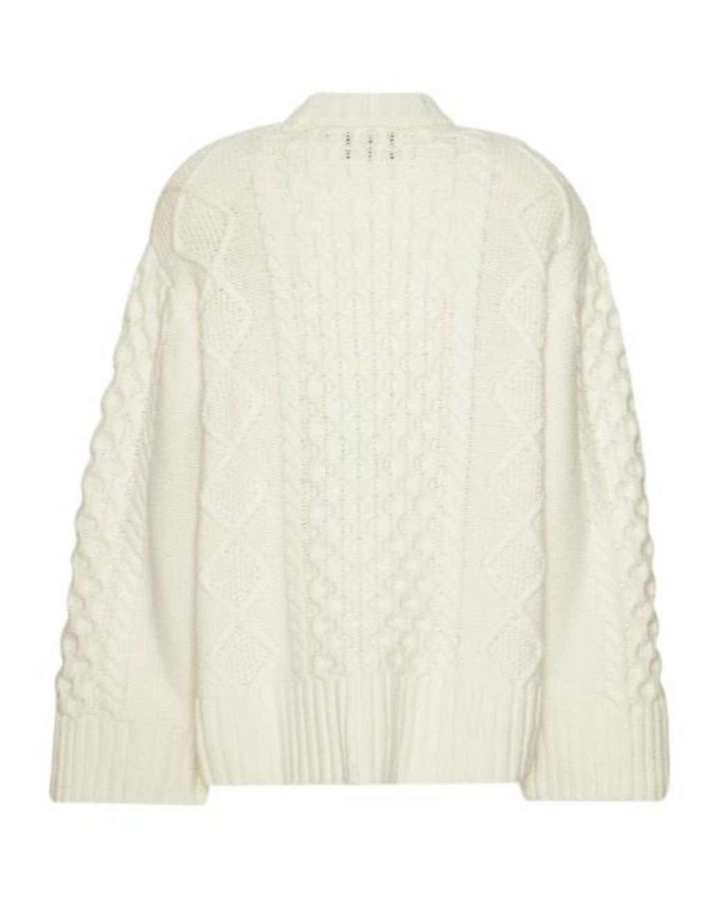 ROTATE BIRGER CHRISTENSEN White Cable-Knit Crew-Neck Sweater