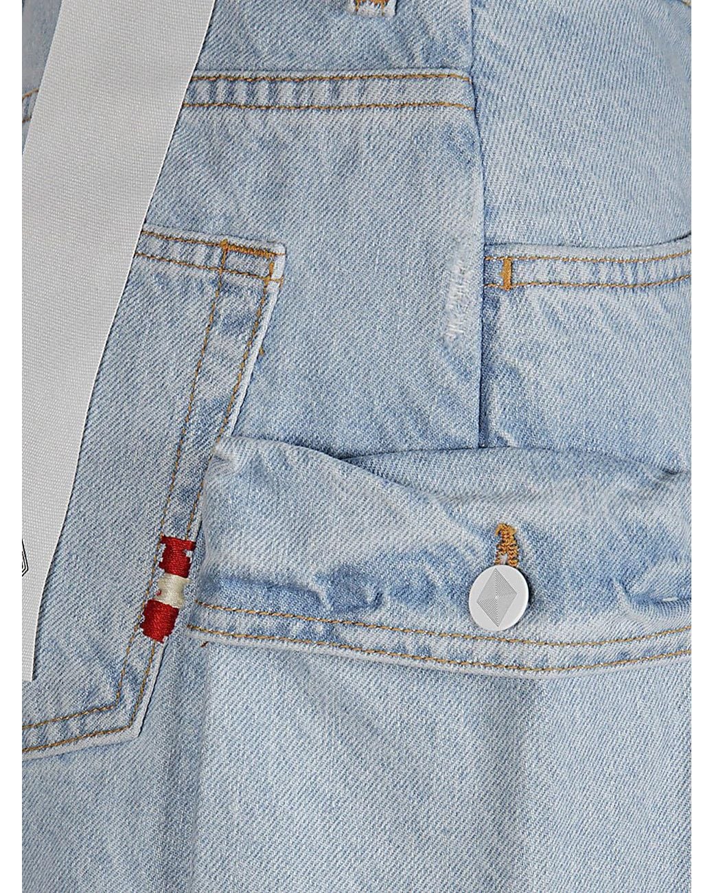 AMISH Blue Belt-Loop Denim Shorts
