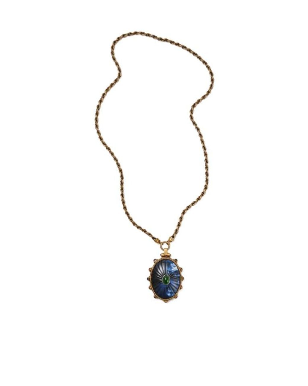 Versace White Oval Pendant Long Necklace for men