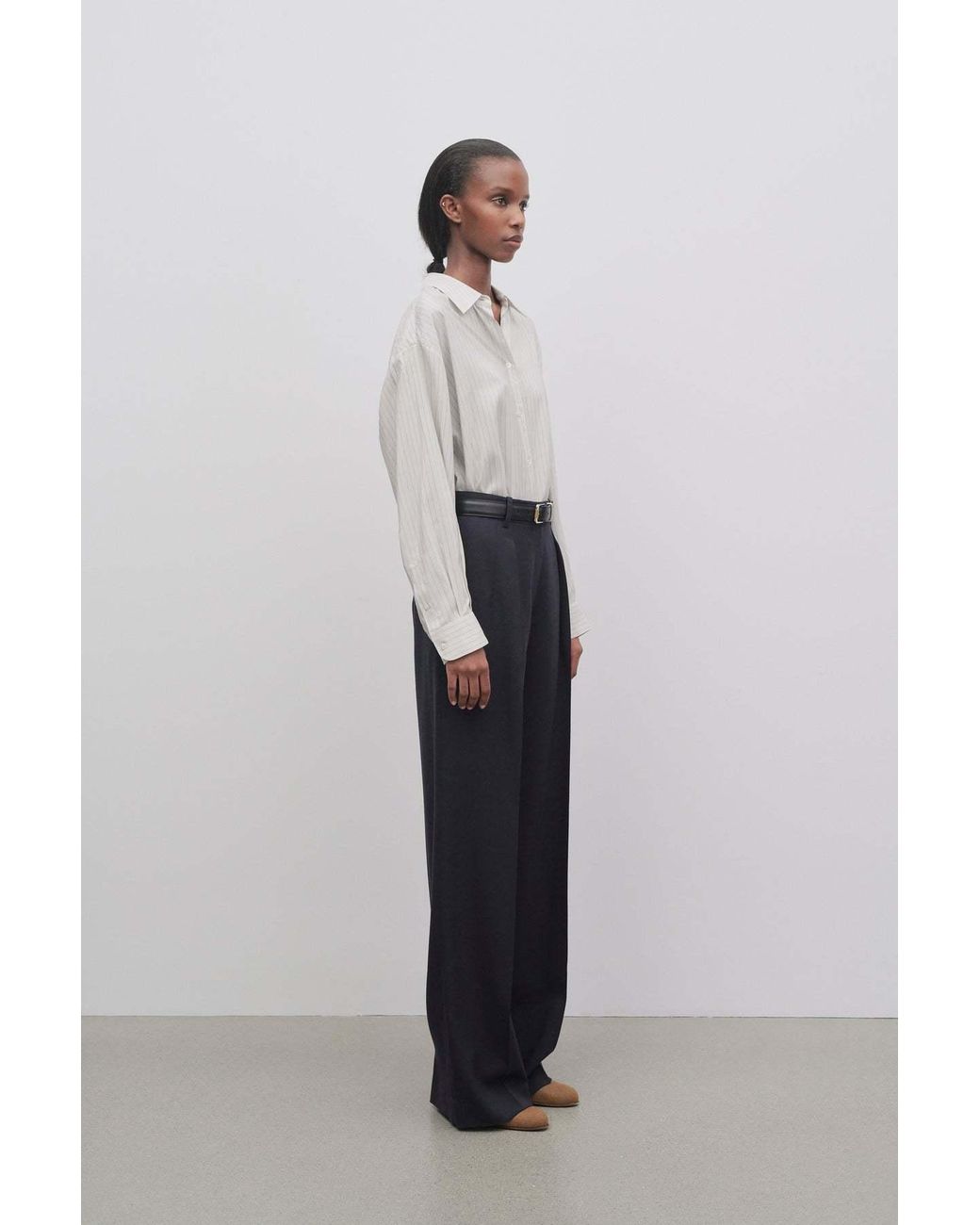 The Row Blue Antone Freshly Cut Wool Casual Pants