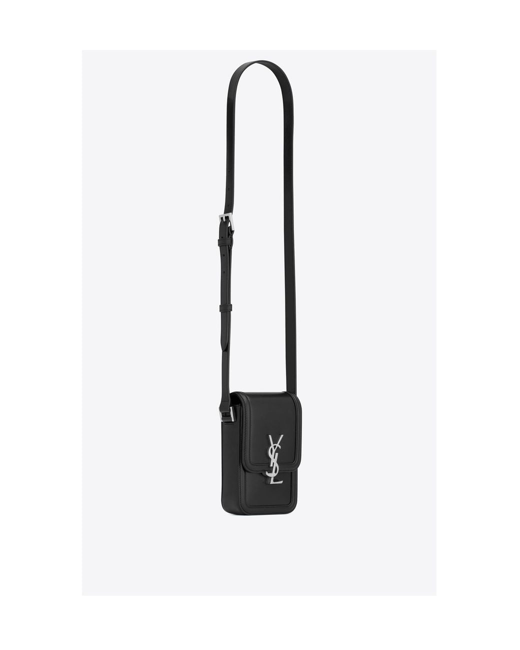 Saint Laurent White Logo Plaque Foldover Top Phone Case for men